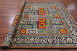 Black William Morris Hand Knotted Wool Area Rug - 8' 3" X 10' 6" - Golden Nile