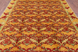 Red William Morris Handmade Wool Area Rug - 7' 10" X 10' 0" - Golden Nile
