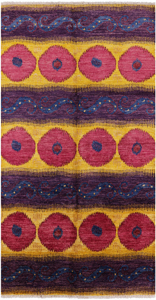 Ikat Handmade Wool Area Rug - 6' 1" X 11' 7" - Golden Nile