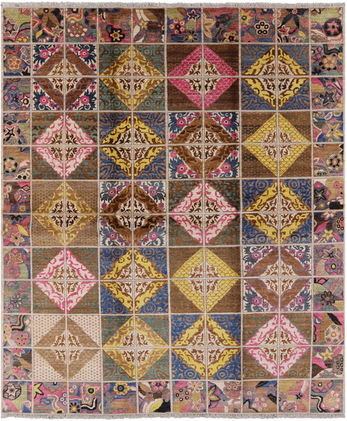 William Morris Handmade Wool Area Rug - 8' 2" X 9' 9" - Golden Nile