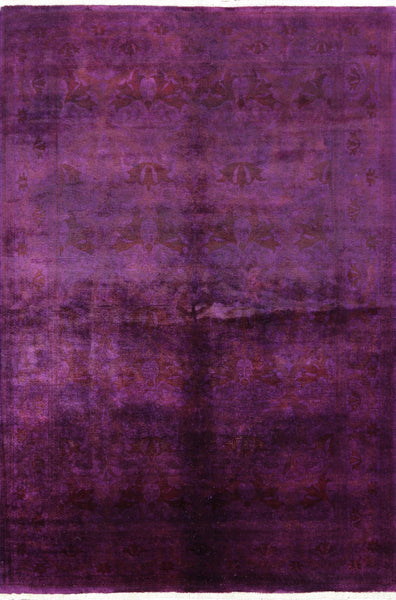 6 X 9 Oriental Overdyed Purple Peshawar Wool Rug - Golden Nile