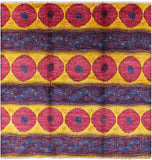 Square Ikat Handmade Wool Area Rug - 8' 10" X 9' 0" - Golden Nile