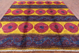 Square Ikat Handmade Wool Area Rug - 8' 10" X 9' 0" - Golden Nile