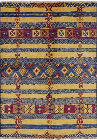 Tribal Moroccan Hand Knotted Wool Area Rug - 6' 5