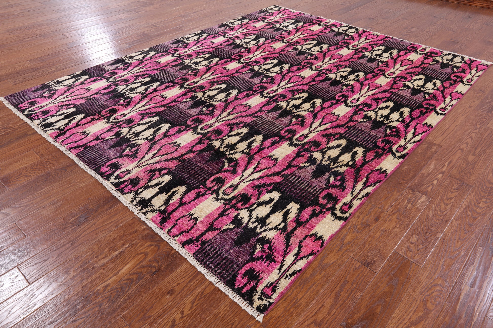 Ikat Hand Knotted Wool Area Rug - 8' 0" X 10' 1" - Golden Nile