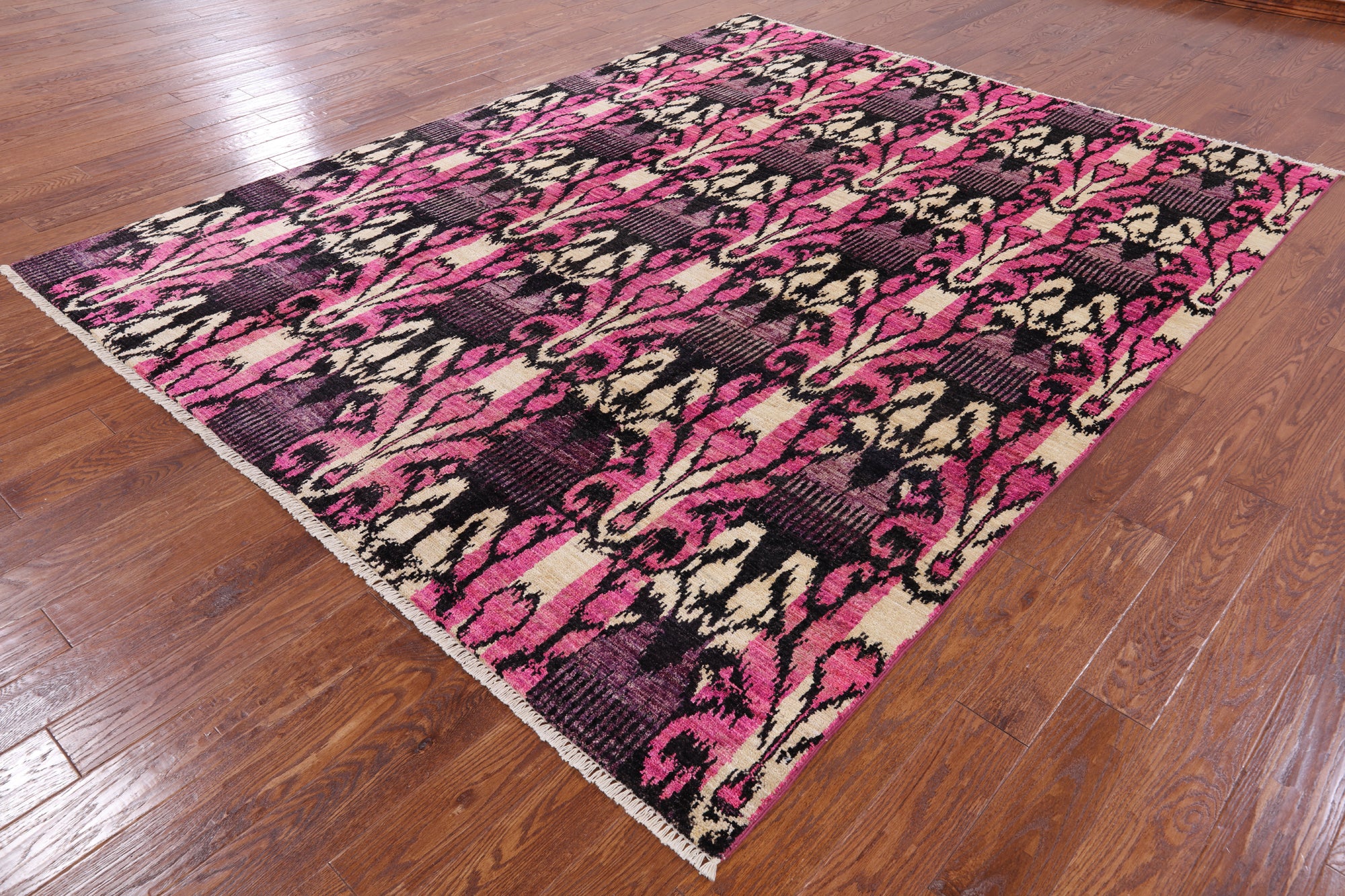 Ikat Hand Knotted Wool Area Rug - 8' 0" X 10' 1" - Golden Nile