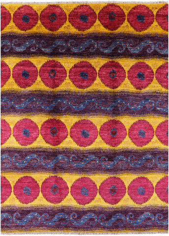 Ikat Hand Knotted Wool Area Rug - 9' 0