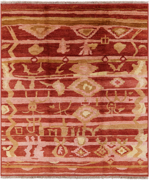 Ikat Navajo Design Handmade Wool Rug - 8' 5" X 9' 7" - Golden Nile