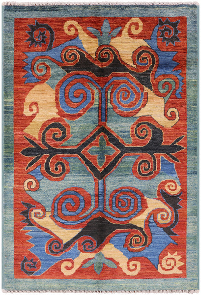 Kaitag Hand Knotted Area Rug - 6' 2" X 9' - Golden Nile