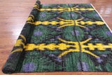 Green Ikat Hand Knotted Wool Area Rug - 8' 1" X 10' 4" - Golden Nile