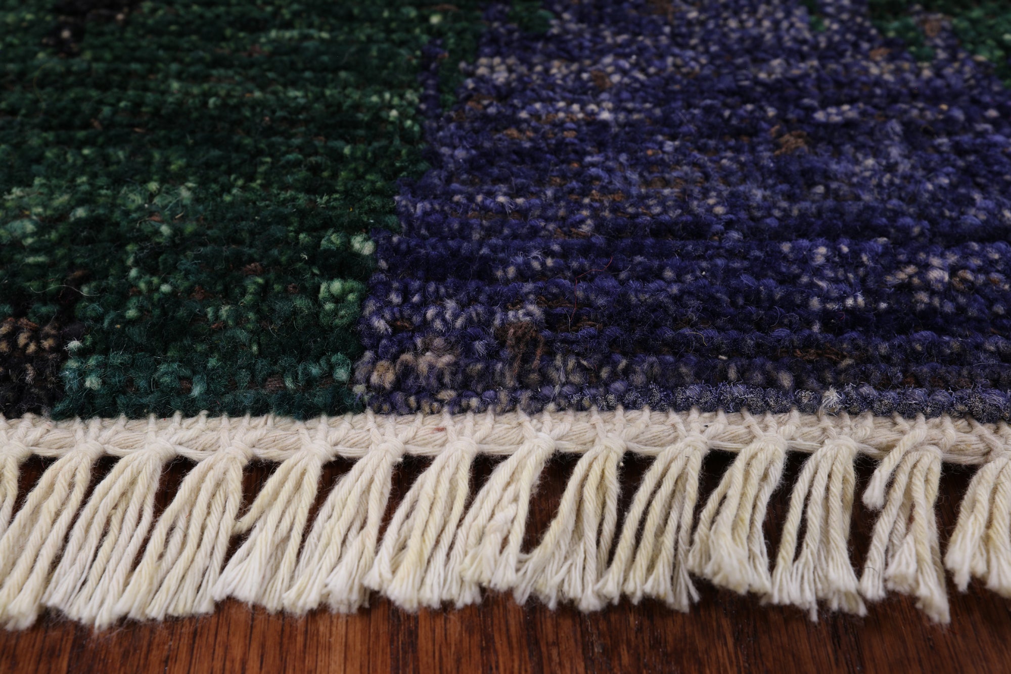 Green Ikat Hand Knotted Wool Area Rug - 8' 1" X 10' 4" - Golden Nile