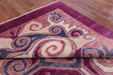 Purple Ikat Hand Kanotted Wool Area Rug - 8' 3" X 9' 8" - Golden Nile