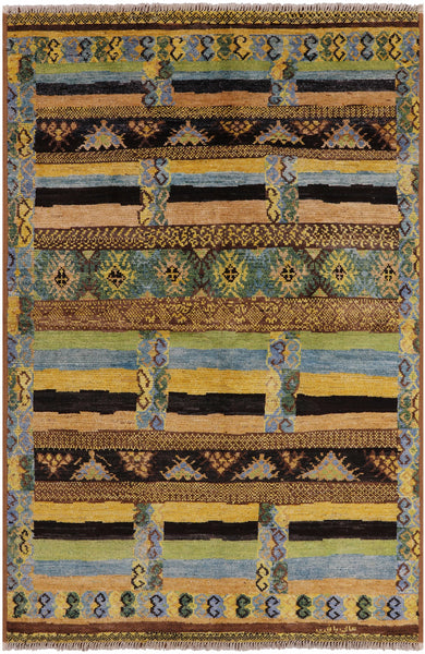 Moroccan Navajo Hand Knotted Wool Area Rug - 6' 2" X 9' 3" - Golden Nile