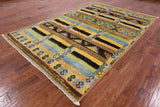 Moroccan Navajo Hand Knotted Wool Area Rug - 6' 2" X 9' 3" - Golden Nile