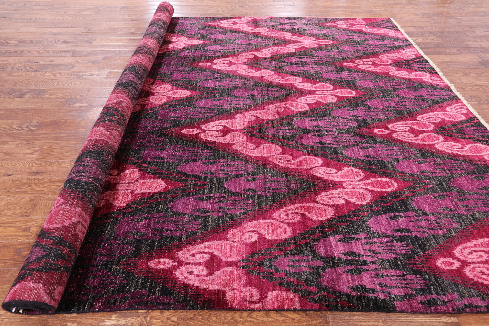Ikat Hand Knotted Wool Rug - 9' 10" X 14' 1" - Golden Nile