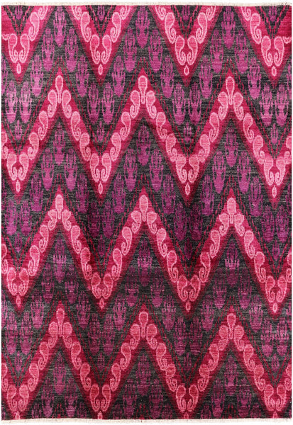 Ikat Hand Knotted Wool Rug - 9' 10" X 14' 1" - Golden Nile