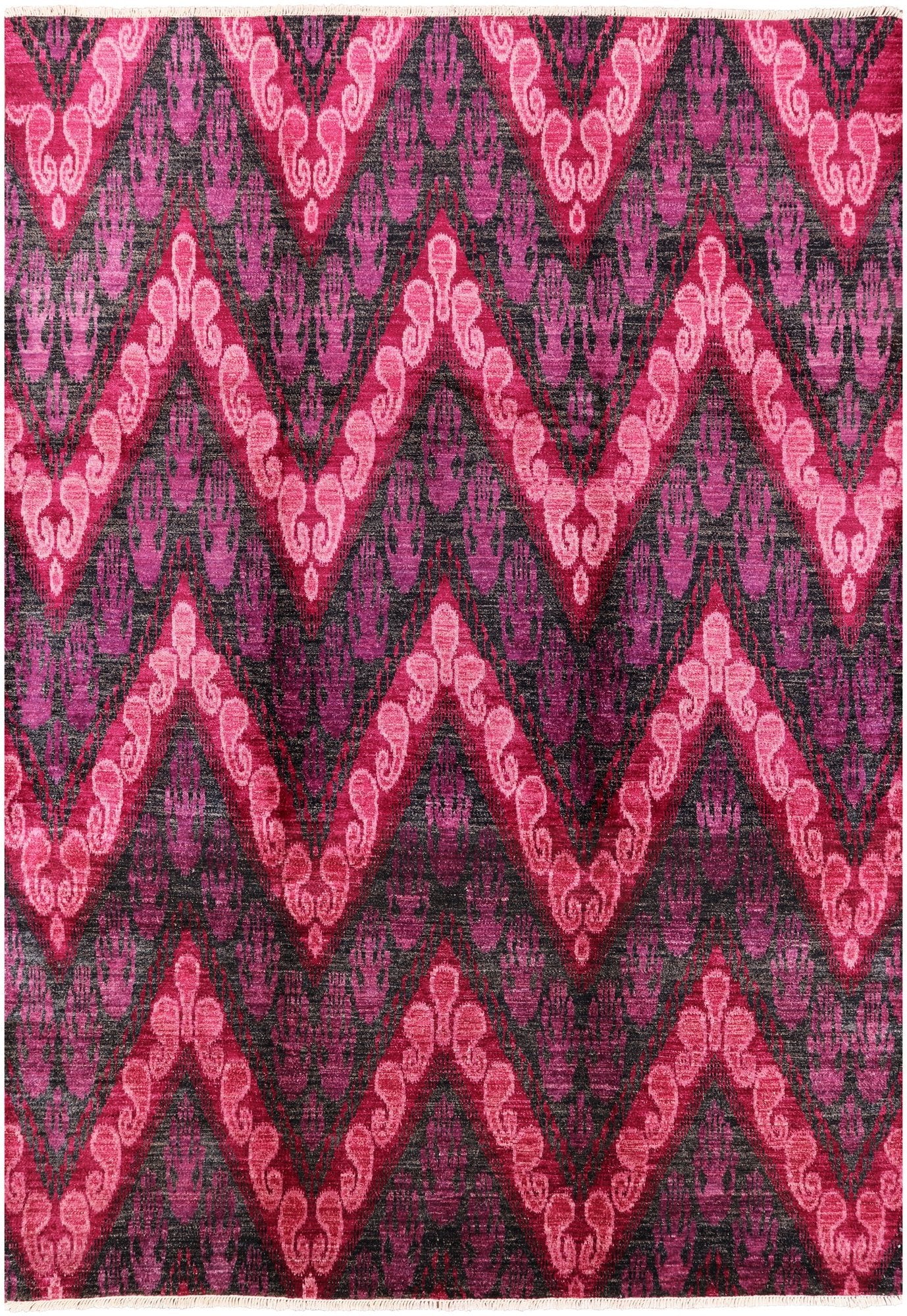 Ikat Hand Knotted Wool Rug - 9' 10" X 14' 1" - Golden Nile