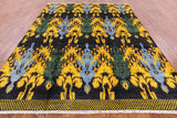 Ikat Hand Knotted Wool Area Rug - 8' 1" X 10' 6" - Golden Nile