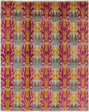 Ikat Hand Knotted Wool Area Rug - 7' 10" X 9' 10" - Golden Nile