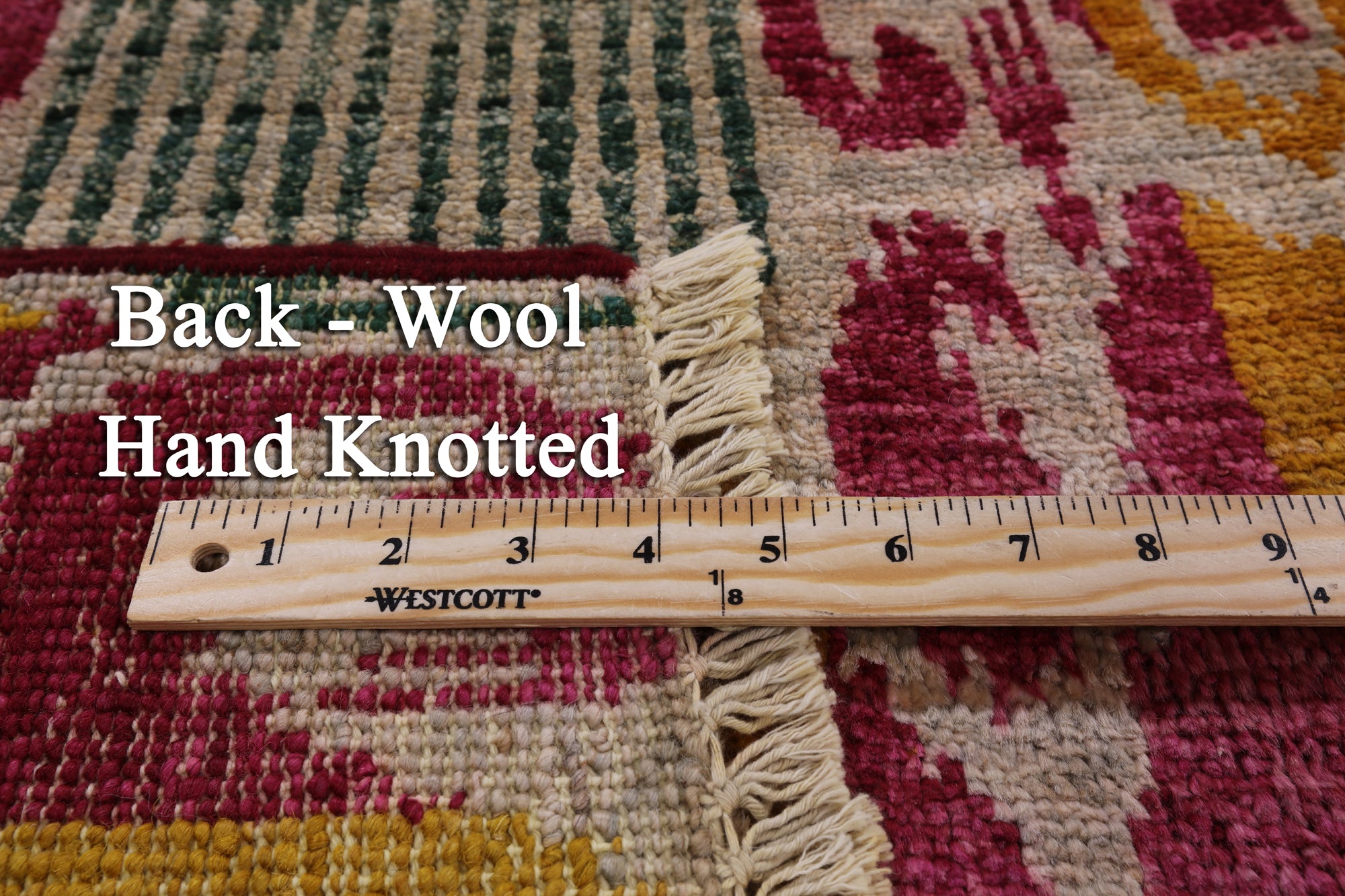 Ikat Hand Knotted Wool Area Rug - 7' 10" X 9' 10" - Golden Nile