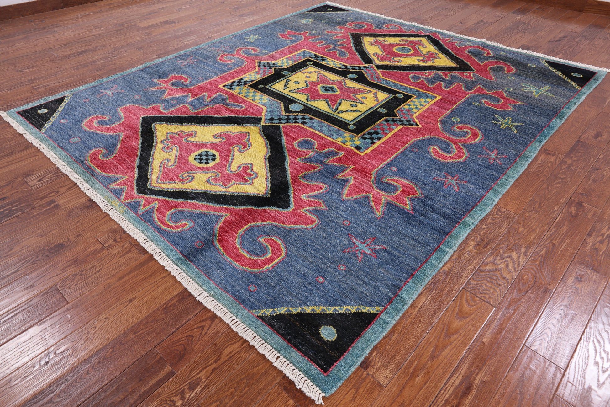 Ikat Hand Knotted Wool Area Rug - 8' 7" X 10' 0" - Golden Nile