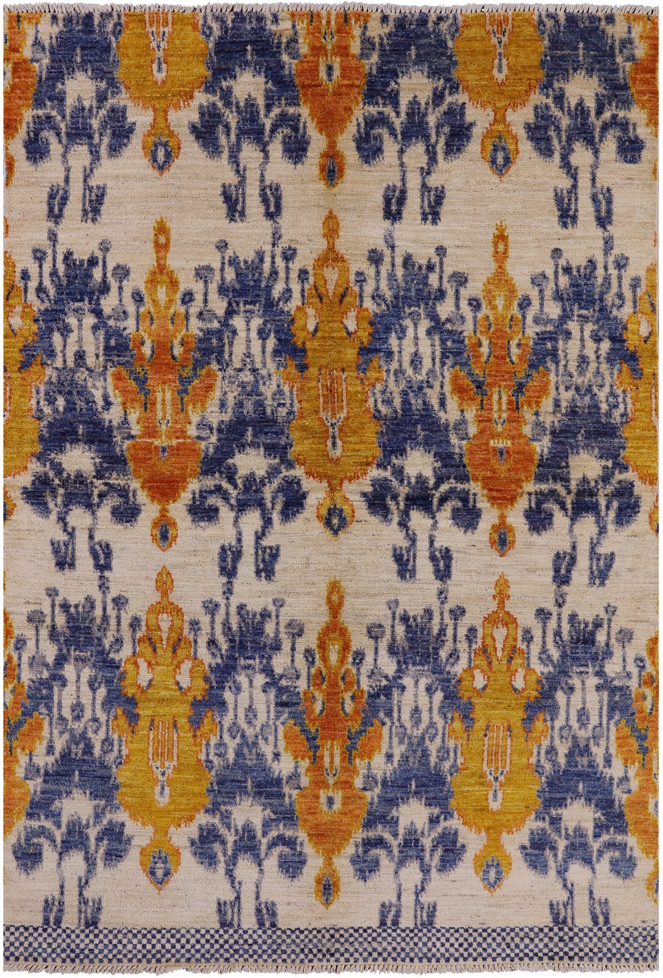 Ikat Handmade Wool Area Rug - 5' 10" X 8' 6" - Golden Nile