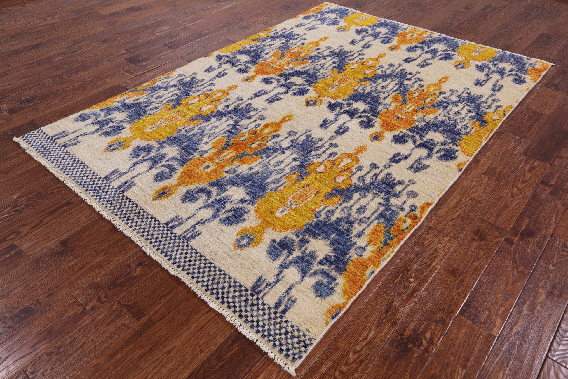 Ikat Handmade Wool Area Rug - 5' 10" X 8' 6" - Golden Nile