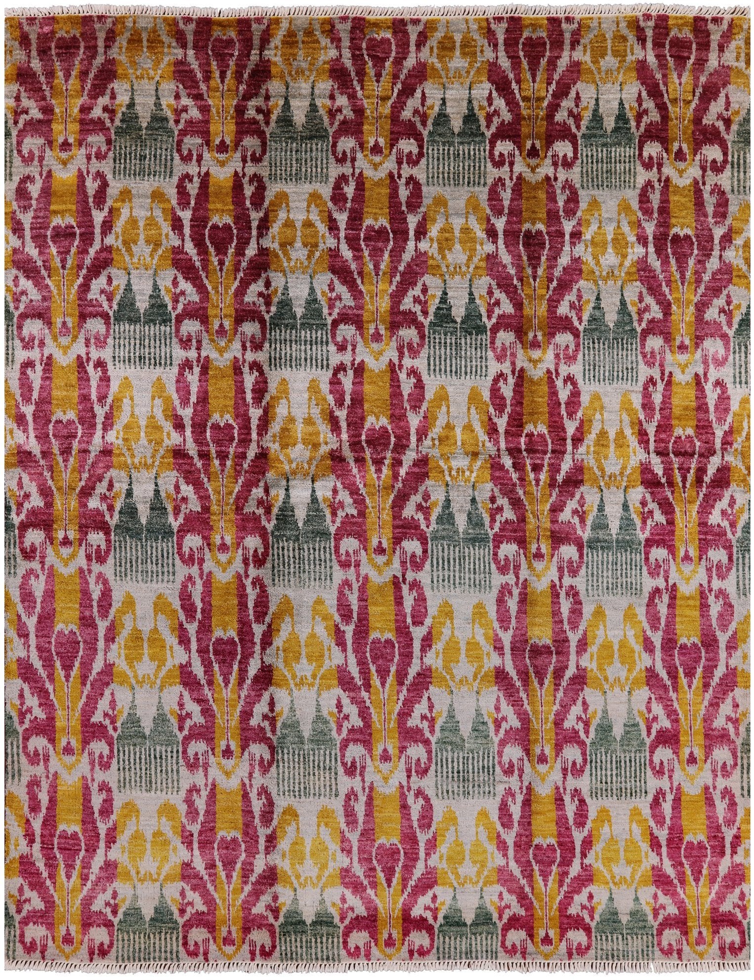 Ikat Handmade Wool Area Rug - 7' 9" X 9' 10" - Golden Nile