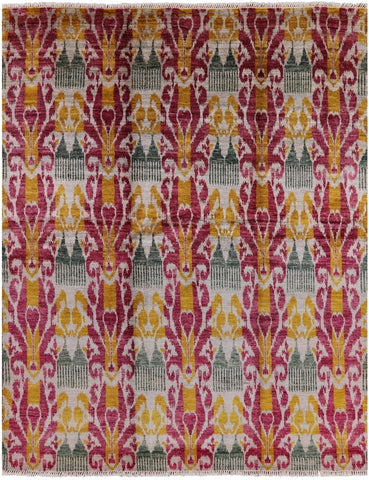 Ikat Handmade Wool Area Rug - 7' 9