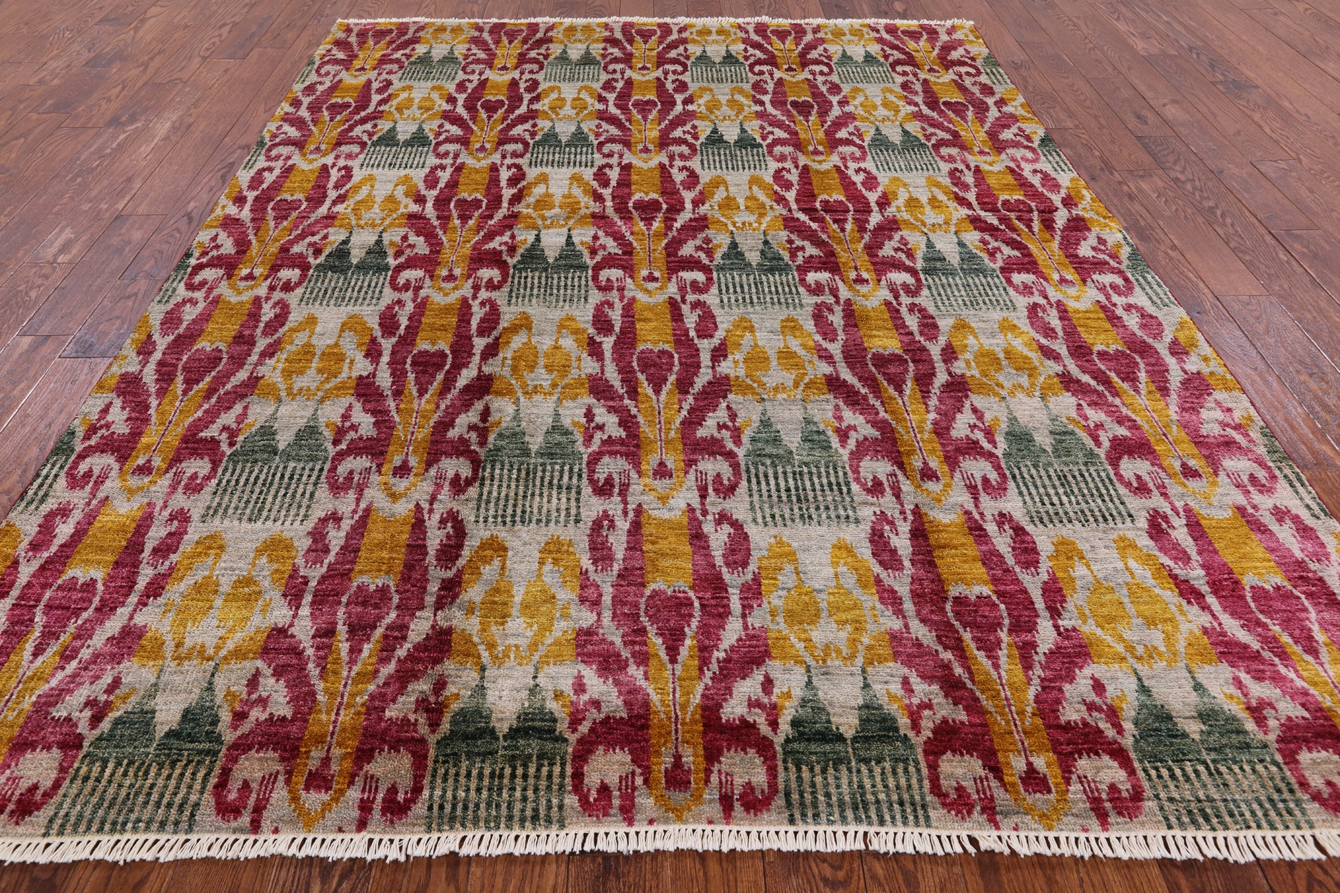 Ikat Handmade Wool Area Rug - 7' 9" X 9' 10" - Golden Nile