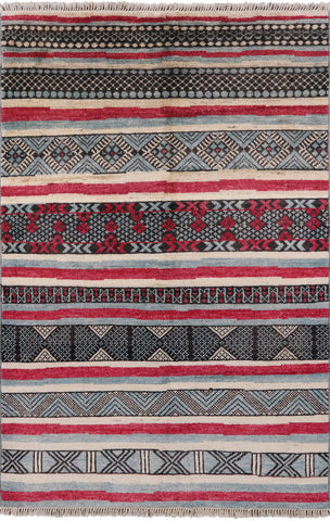 Tribal Moroccan Handmade Wool Area Rug - 5' 3