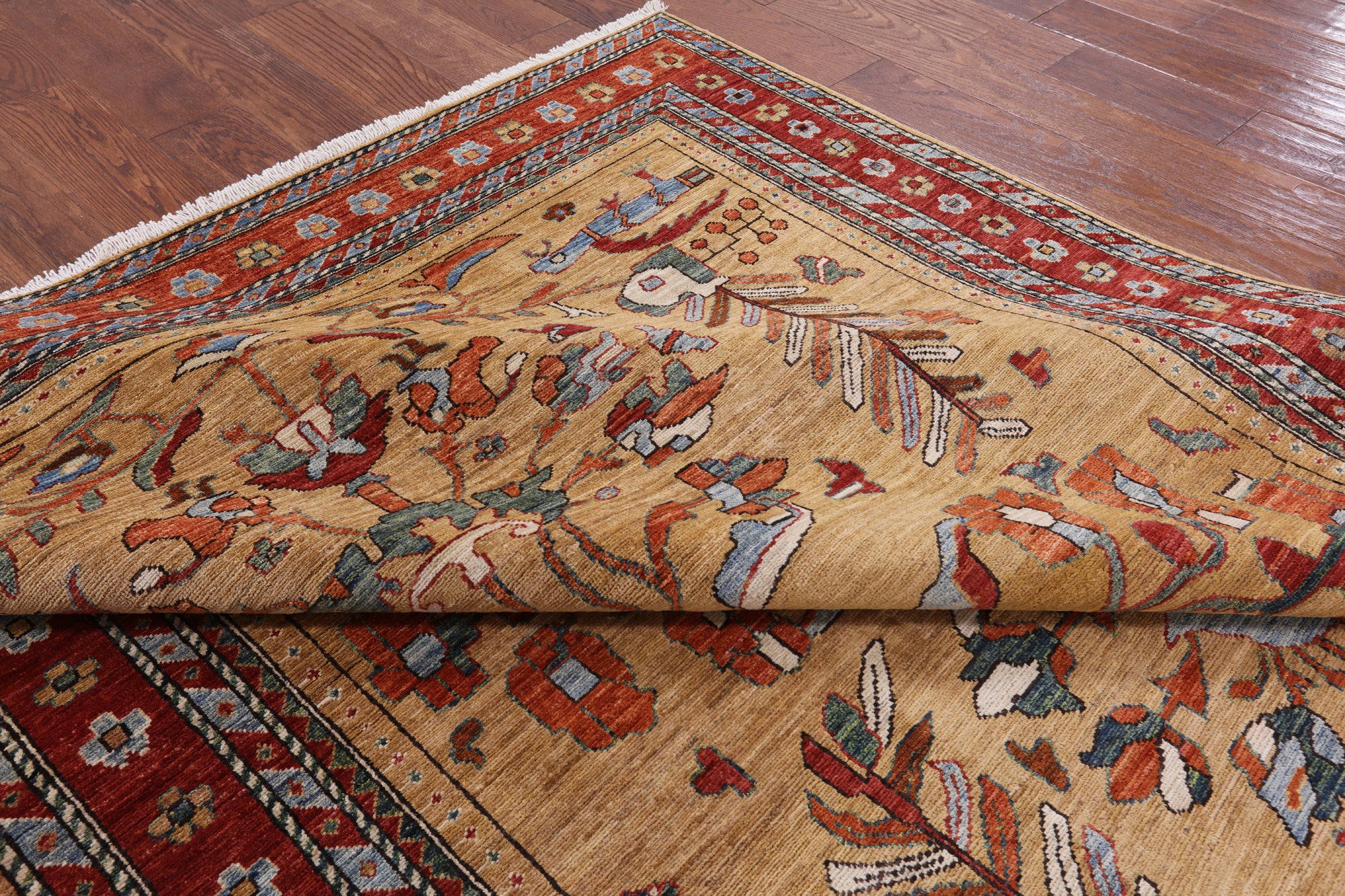 Fine Serapi Hand Knotted Rug - 6' 2" X 11' 10" - Golden Nile