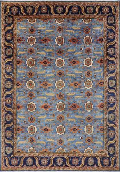 Blue Fine Serapi 9 X 13 Oriental Rug - Golden Nile