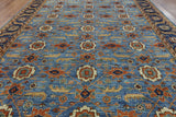 Blue Fine Serapi 9 X 13 Oriental Rug - Golden Nile