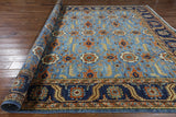 Blue Fine Serapi 9 X 13 Oriental Rug - Golden Nile