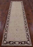 Ivory Peshawar Hand-Knotted Wool Runner Rug - 2' 7" X 9' 7" - Golden Nile