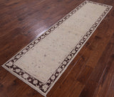 Ivory Peshawar Hand-Knotted Wool Runner Rug - 2' 7" X 9' 7" - Golden Nile