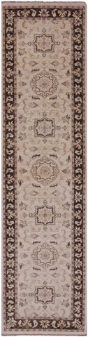 Ivory Peshawar Hand Knotted Wool Runner Rug - 2' 7