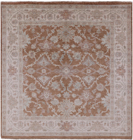 Square Peshawar Hand Knotted Wool Rug - 6' 0