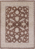 Brown Peshawar Hand Knotted Wool Area Rug - 4' 10" X 6' 10" - Golden Nile