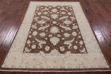 Brown Peshawar Hand Knotted Wool Area Rug - 4' 10" X 6' 10" - Golden Nile