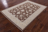 Brown Peshawar Hand Knotted Wool Area Rug - 4' 10" X 6' 10" - Golden Nile