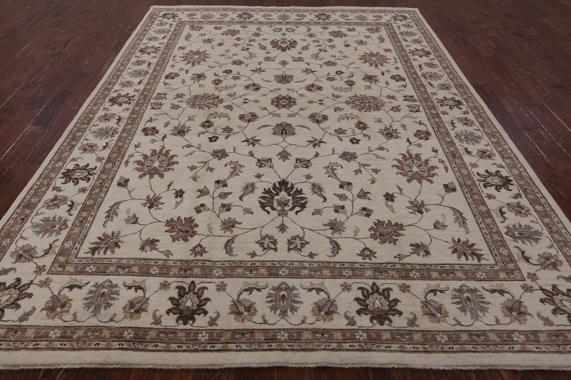 Ivory Peshawar Hand Knotted Area Rug - 8' 3" X 10' 6" - Golden Nile