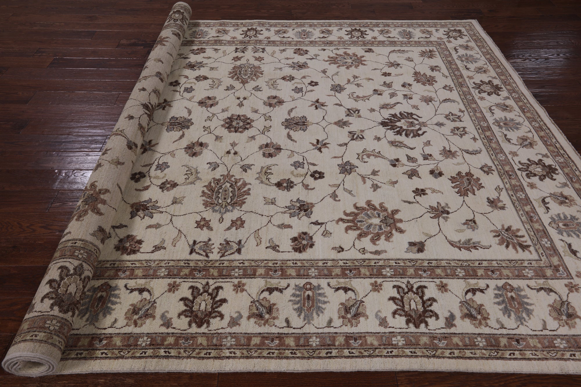Ivory Peshawar Hand Knotted Area Rug - 8' 3" X 10' 6" - Golden Nile