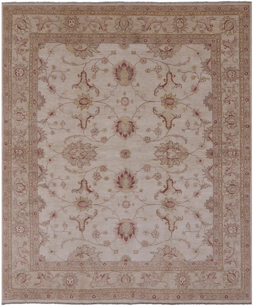 Chobi Peshawar Hand Knotted Wool Rug - 8' 0" X 9' 6" - Golden Nile