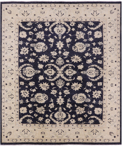 Blue Peshawar Hand Knotted Area Rug - 8' 2" X 9' 6" - Golden Nile