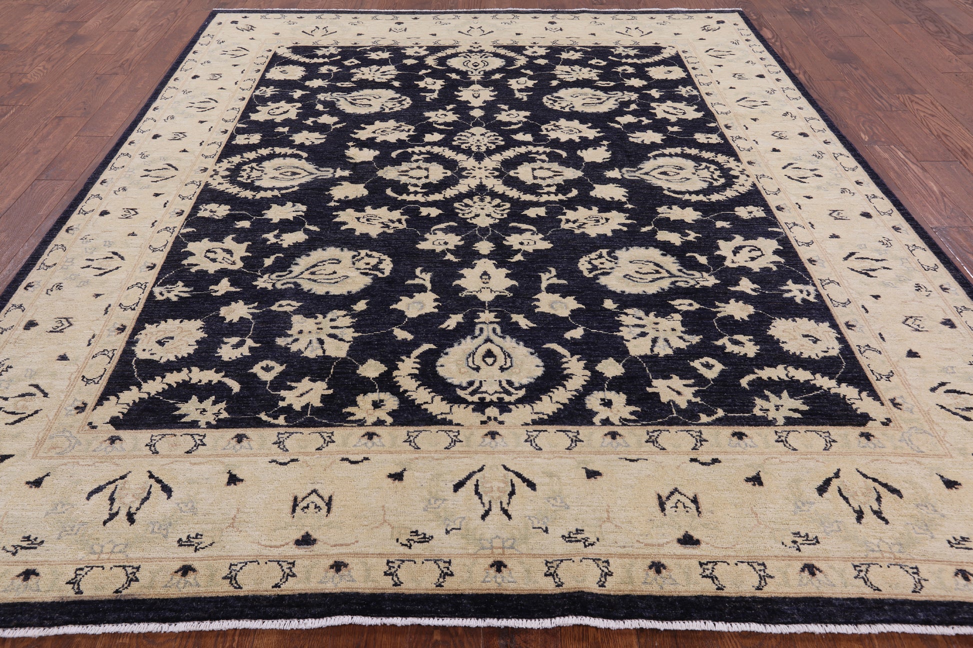 Blue Peshawar Hand Knotted Area Rug - 8' 2" X 9' 6" - Golden Nile