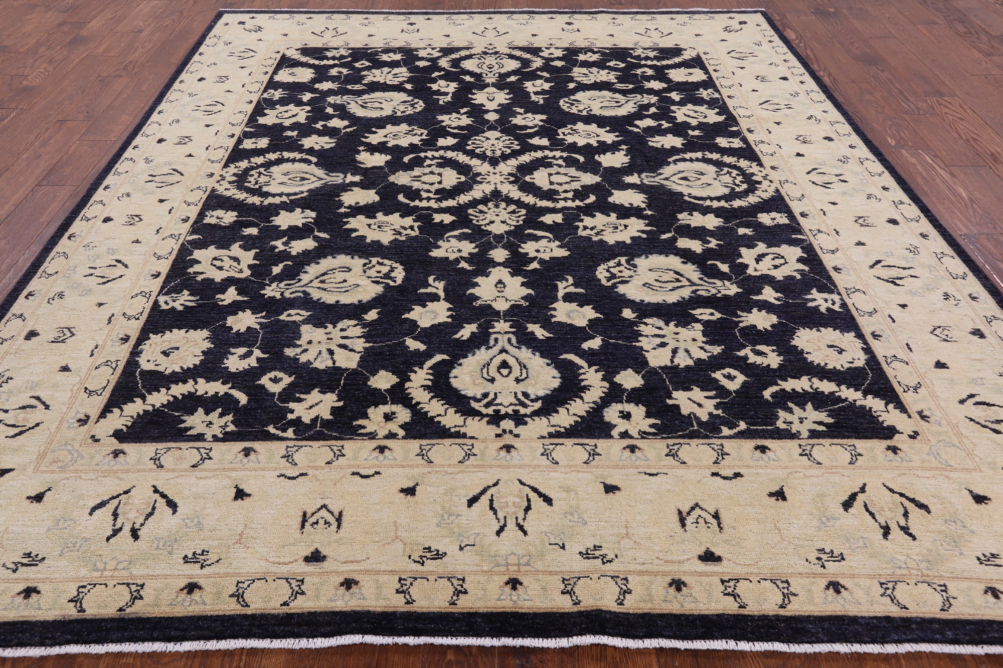 Blue Peshawar Hand Knotted Area Rug - 8' 2" X 9' 6" - Golden Nile