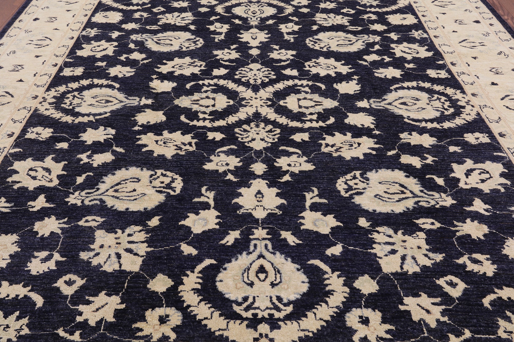Blue Peshawar Hand Knotted Area Rug - 8' 2" X 9' 6" - Golden Nile