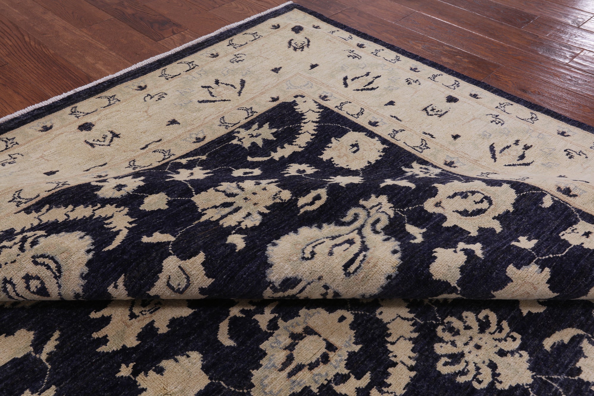 Blue Peshawar Hand Knotted Area Rug - 8' 2" X 9' 6" - Golden Nile